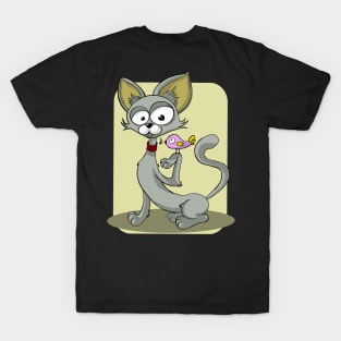 cat and bird T-Shirt